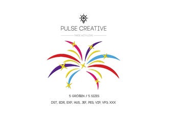 New years embroidery design, Firework Embroidery Design, Fireworks Machine Embroidery File, Celebration Embroidery Pattern Birthday Firework