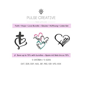 Faith Hope Love Embroidery Bundle – Cross, Heart & Christian Machine Embroidery Files for Decor, Gifts, Apparel, jesus embroidery, bible