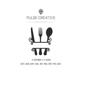 Kitchen Embroidery File, Split embroidery design, Kitchen Utensils embroidery pattern, Silverware Embroidery File, cooking embroidery design