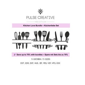 Kitchen Embroidery Bundle – Utensil split Set for Machine Embroidery | Spoon Fork Knife, kitchen embroidery design, split embroidery pattern