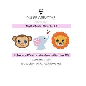 Baby Safari Embroidery Bundle – Elephant, Lion & Monkey Machine Embroidery Files | Jungle Animals for Kids, zoo animals, baby animals