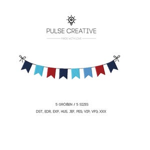 bunting embroidery design, garland embroidery file, banner embroidery design, party embroidery file, birthday embroidery pattern,celebration