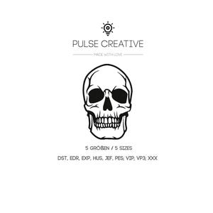 Skull Embroidery Design Horror Gothic Halloween Pattern for Embroidery Machine 5 Sizes Instant Download Skull Digital File