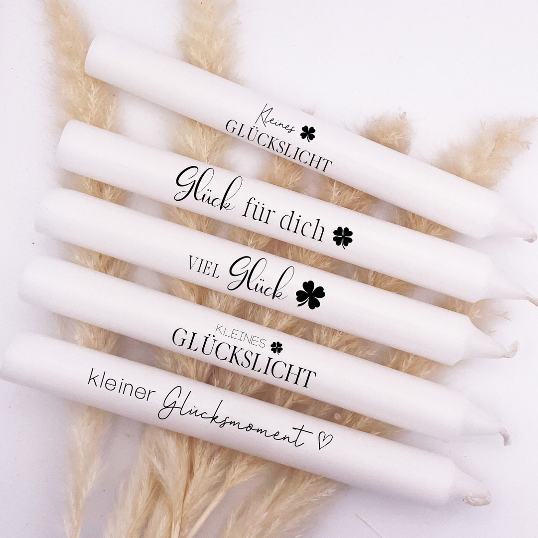 Viel Glück Kerze Stabkerze mit Spruch Kleinigkeit Ostern Etsy.de
