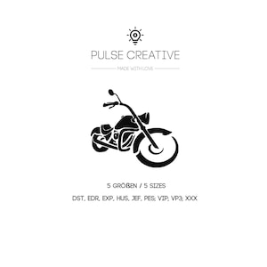 Motorcycle embroidery file biker motorbike chopper design for embroidery machine in 5 sizes motorbike machine embroidery pattern