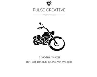 Motorcycle embroidery file biker motorbike chopper design for embroidery machine in 5 sizes motorbike machine embroidery pattern