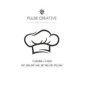 Chef Hat Embroidery Design – Minimalist One Color Cook Stitch File for Machine Embroidery | Digital Kitchen Embroidery