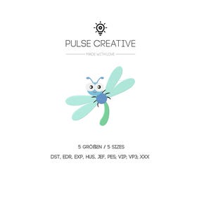 Cute Dragonfly Embroidery Design for Kids Baby Insect Spring Summer Cartoon Applique Digital Machine Embroidery File
