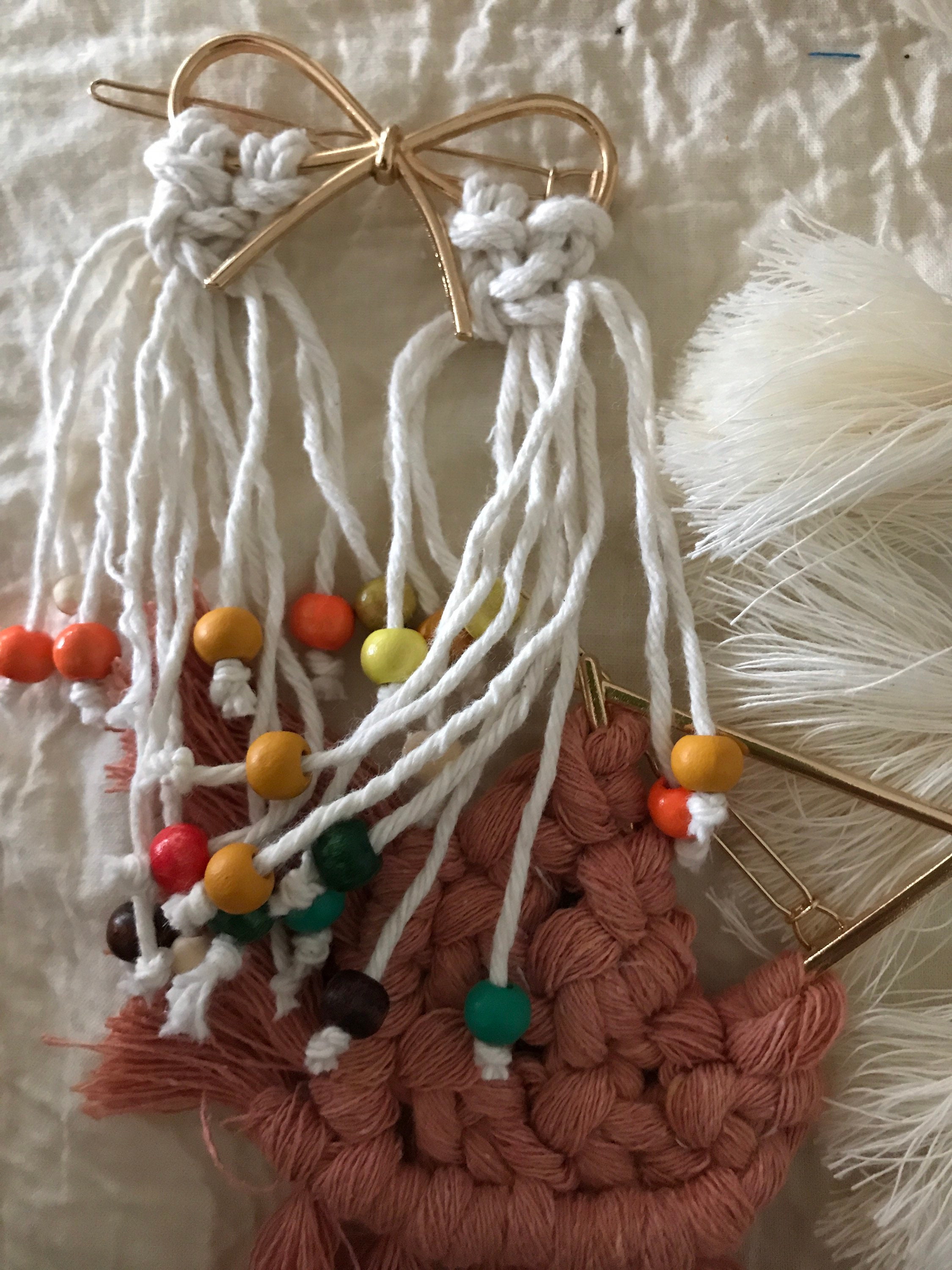 Macrame Hair Clip Macrame Hair Accessories Set Of 3 Birthday Etsy