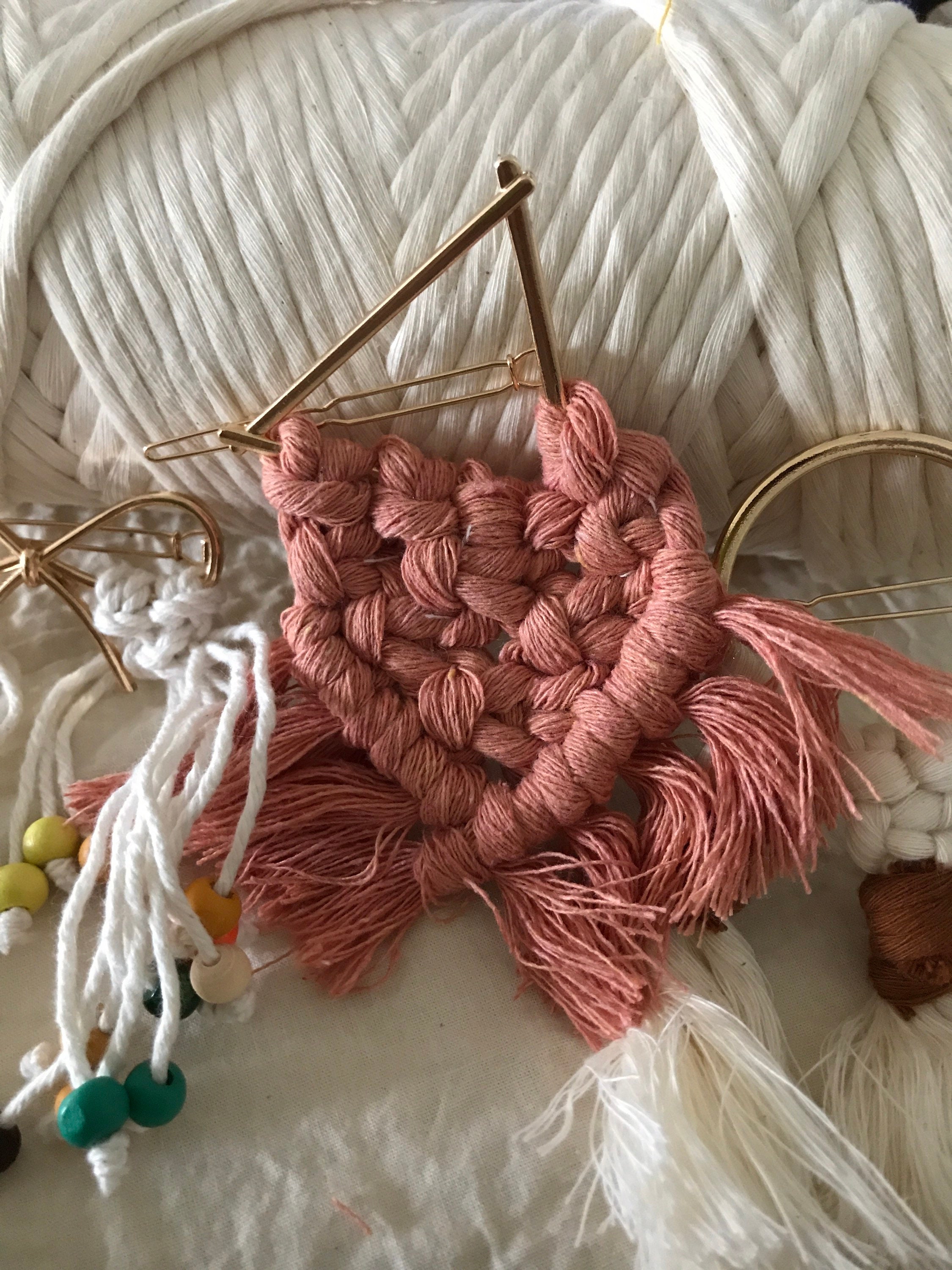 Macrame Hair Clip Macrame Hair Accessories Set Of 3 Birthday Etsy