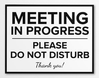 Meeting In Progress Sign, Office Decor (PNG/PDF)