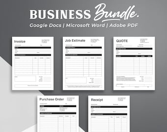 Business Template Bundle: Invoice, Estimate, Order, Receipt (PDF, Word, Google Docs)