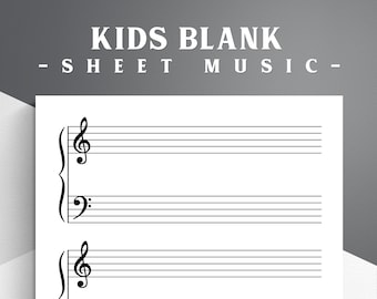 Kinder Klavier Noten zum Ausdrucken für Letter/A4. Blank Notenblatt zum ausdrucken. Klavier Notennadel Papier. Blanko-Musikpapier. Klavier lernen.