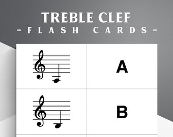 Printable Music Note Flash Cards. Treble Clef. Learning to Read Music. Beginner Band Practice.