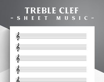 Printable Treble Clef Sheet Music for Letter/A4. Blank Music Treble Clef