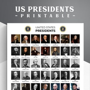 Printable United States Presidents Sheet. American history printable. American presidents. USA presidents.