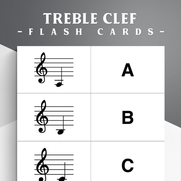 Printable Music Note Flash Cards. Treble Clef. Learning to Read Music. Beginner Band Practice.