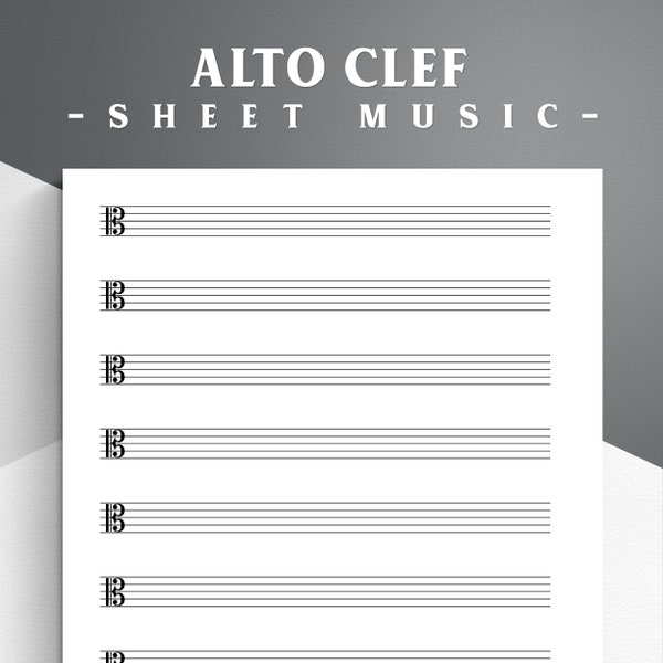 Partitions imprimables pour clé d'alto au format Letter/A4. Blank Music Clef alto