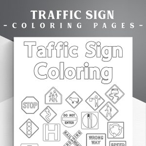 Printable Traffic Sign Coloring Pages Set. 36 Signs. PDF. Road Sign Coloring Pages,