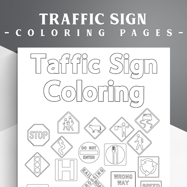 Printable Traffic Sign Coloring Pages Set. 36 Signs. PDF. Road Sign Coloring Pages,