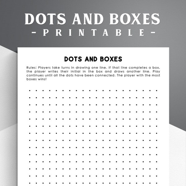 Dots and Boxes Printable Game. Dot Grid Printable Game. Pigs in a Pen Printable Game
