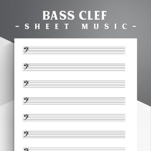 Druckbare Bassschlüssel Noten für Letter/A4. Rohling Musik Bassschlüssel