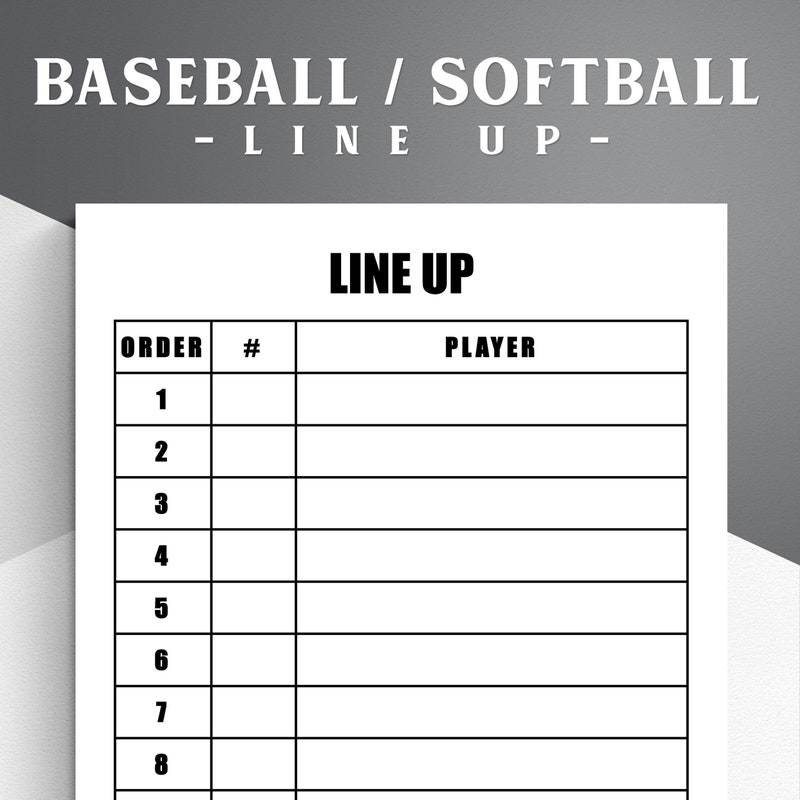 Baseball Line Sheet Etsy