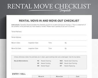 Rental Move Checklist. Google Docs/Microsoft Word. Rental Property Checklist. Landlord Checklist.