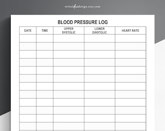 Printable Large Print Blood Pressure Log. Blood Pressure Tracker. Hypertension tracker. PDF Format. US Letter Size.