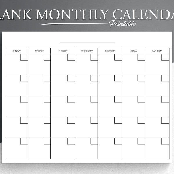 Blank Monthly Calendar. Printable Calendar. Digital Calendar PDF. Print Ready Calendar Page. Blank Calendar Page