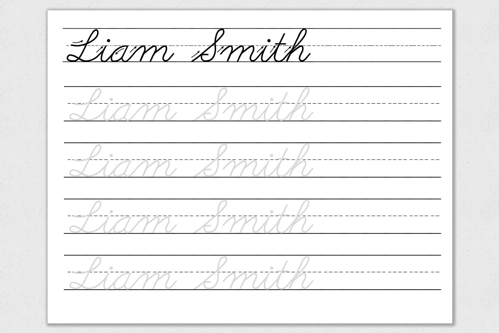 Cursive name tracing sheet cursive name writing cursive etsy