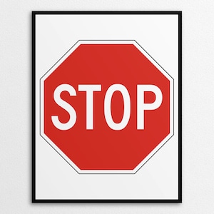 Printable Stop Sign in US Letter and A4 Sizes, Instant Download PDF/PNG