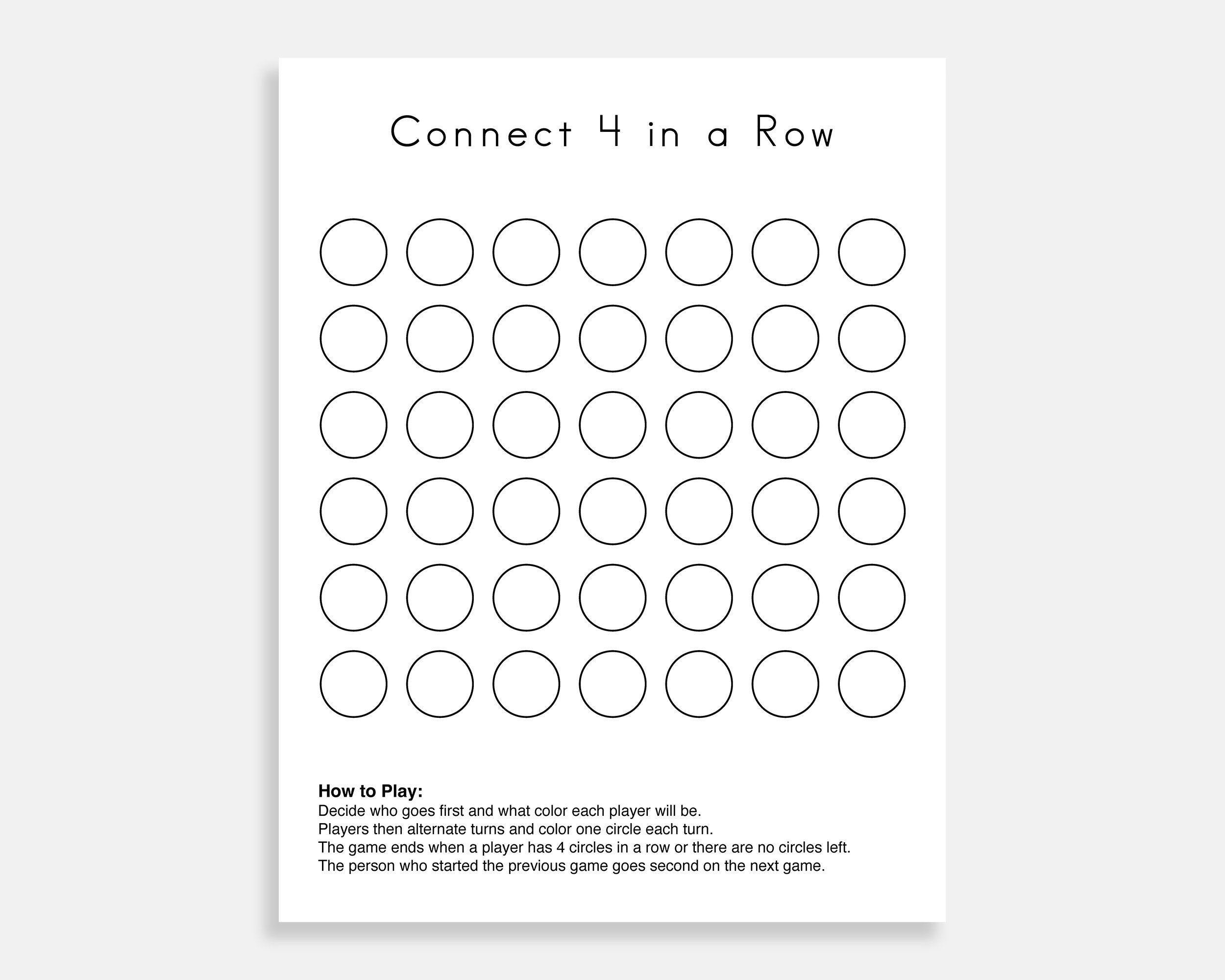 connect 4 in a row printable game game for kids game for etsy