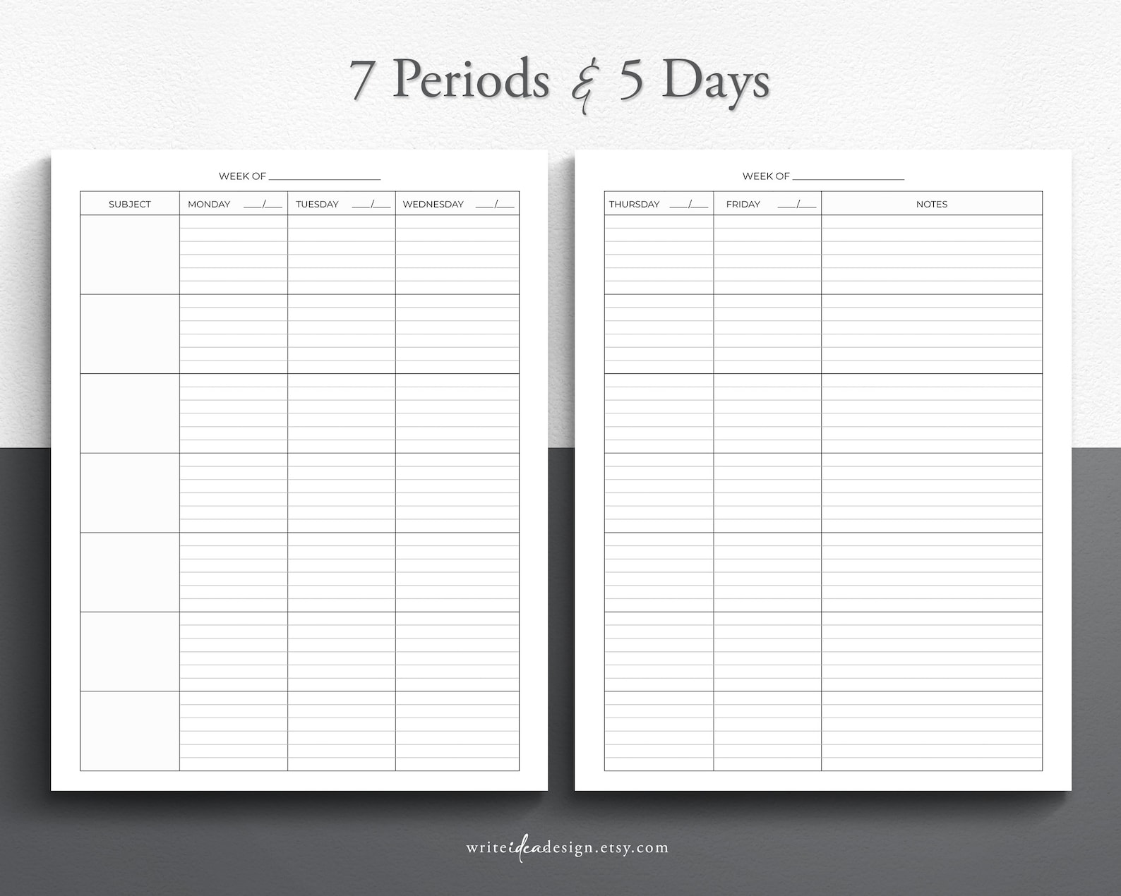 Printable Teacher Lesson Plan Template, Weekly Planner (PDF) - Etsy