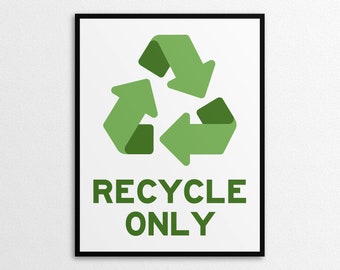 Printable Recycle Only Signs in US Letter and A4 Sizes, Instant Download PNG/PDF