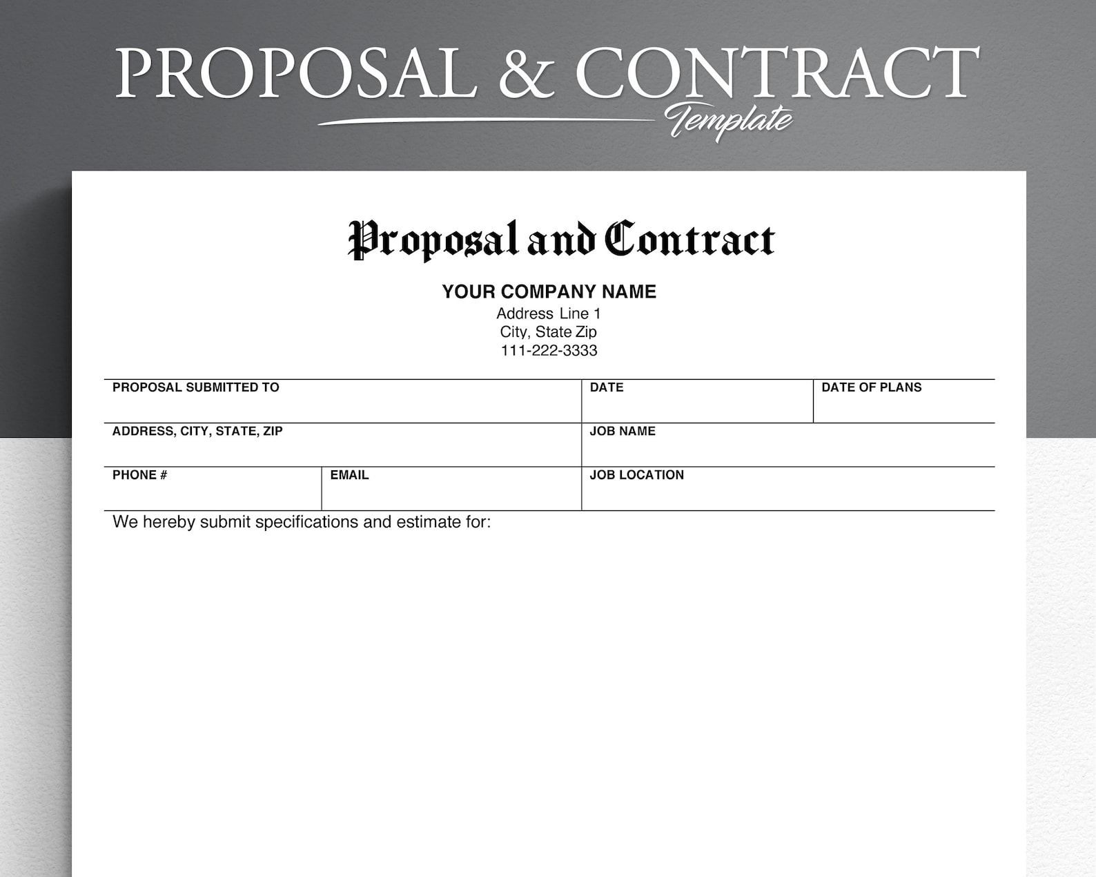 Contract Template. Pdf/google Docs/microsoft Word. Contract and ...