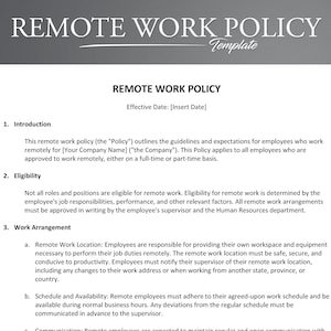 Remote Work Policy Template Editable Microsoft Word Google Docs Remote Work Policy Template Editable Microsoft Word Google Docs