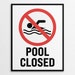 Printable Pool Closed Signs in US Letter and A4 Sizes, Instant Download ...