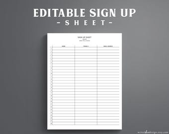 Bearbeitbarer Eintragungsbogen. PDF/für Google Docs/Microsoft Word. Sign Up Vorlage. Melde Dich für eine Veranstaltung an.