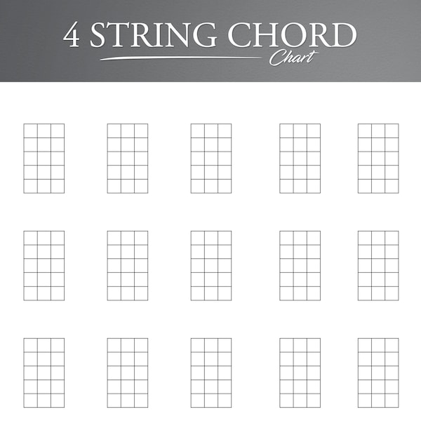 Printable Ukulele or Bass Guitar Blank Chord Chart. Blank Ukulele Chord Diagrams. Ukulele Tab Paper. Ukulele Chord Chart. Bass Guitar Chord