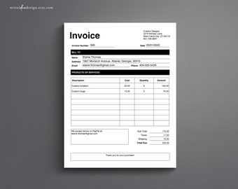 Invoice Template PDF/Google Docs/Word. Business Invoice. Invoice Word. Editable Invoice. Custom Invoice. Printable Invoice. Invoice Form.