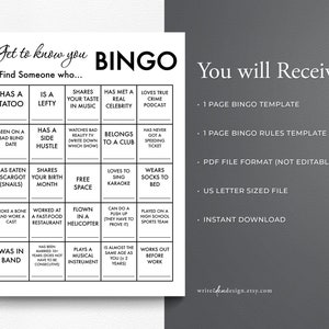 Printable Get to Know You Bingo Game. Ice Breaker Game. People Bingo ...