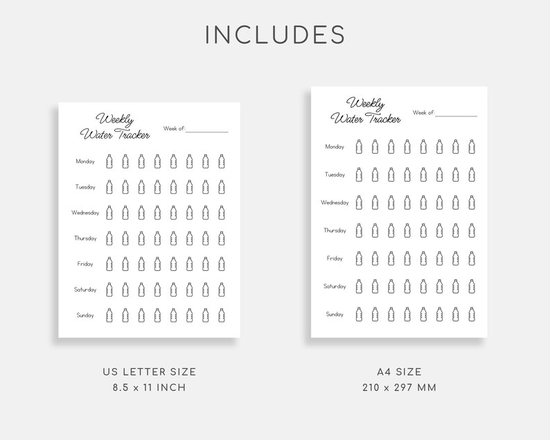 Weekly Water Tracker. Water Log. Weekly Water Challenge. Etsy