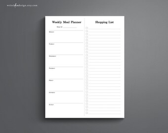 Weekly Meal Planner Printable | Minimalist Shopping List (PDF)