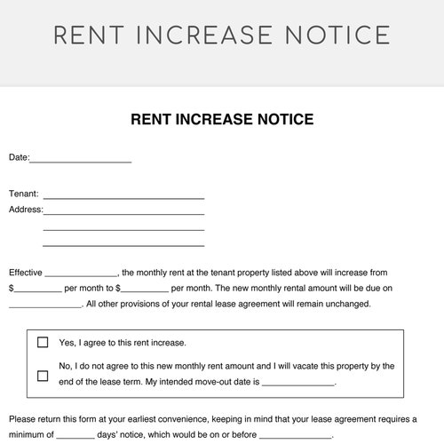 Rent Increase Notice Etsy