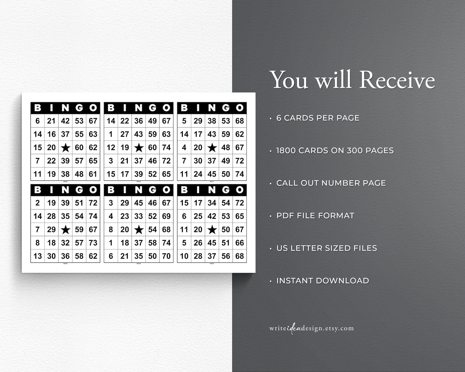 1800 Printable Bingo Cards: 6 per Page (US Letter) (PDF) - Etsy
