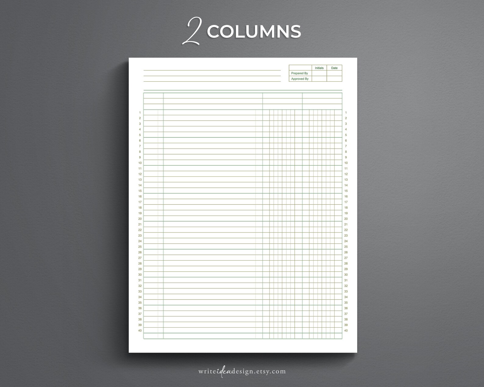 Printable Columnar Paper. Accounting Ledger. Digital Ledger Etsy