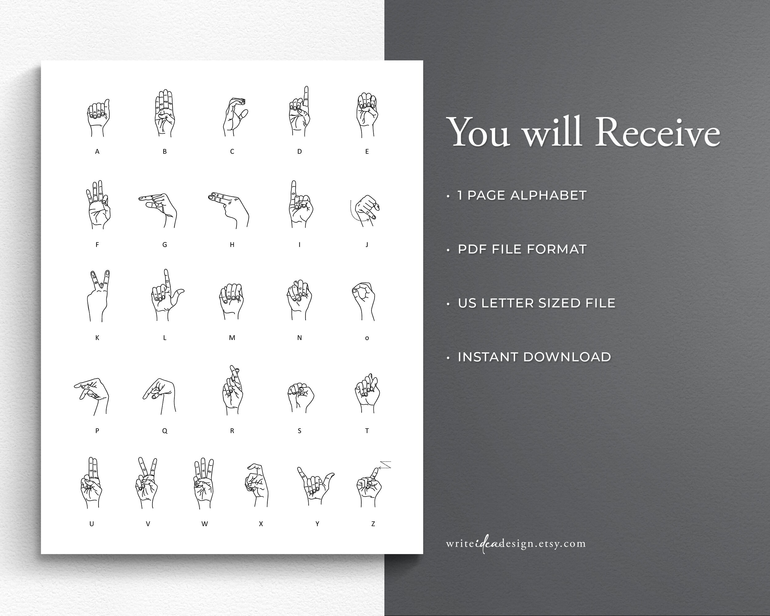 ASL Alphabet Printable | Sign Language Guide (digital Download) - Etsy ...