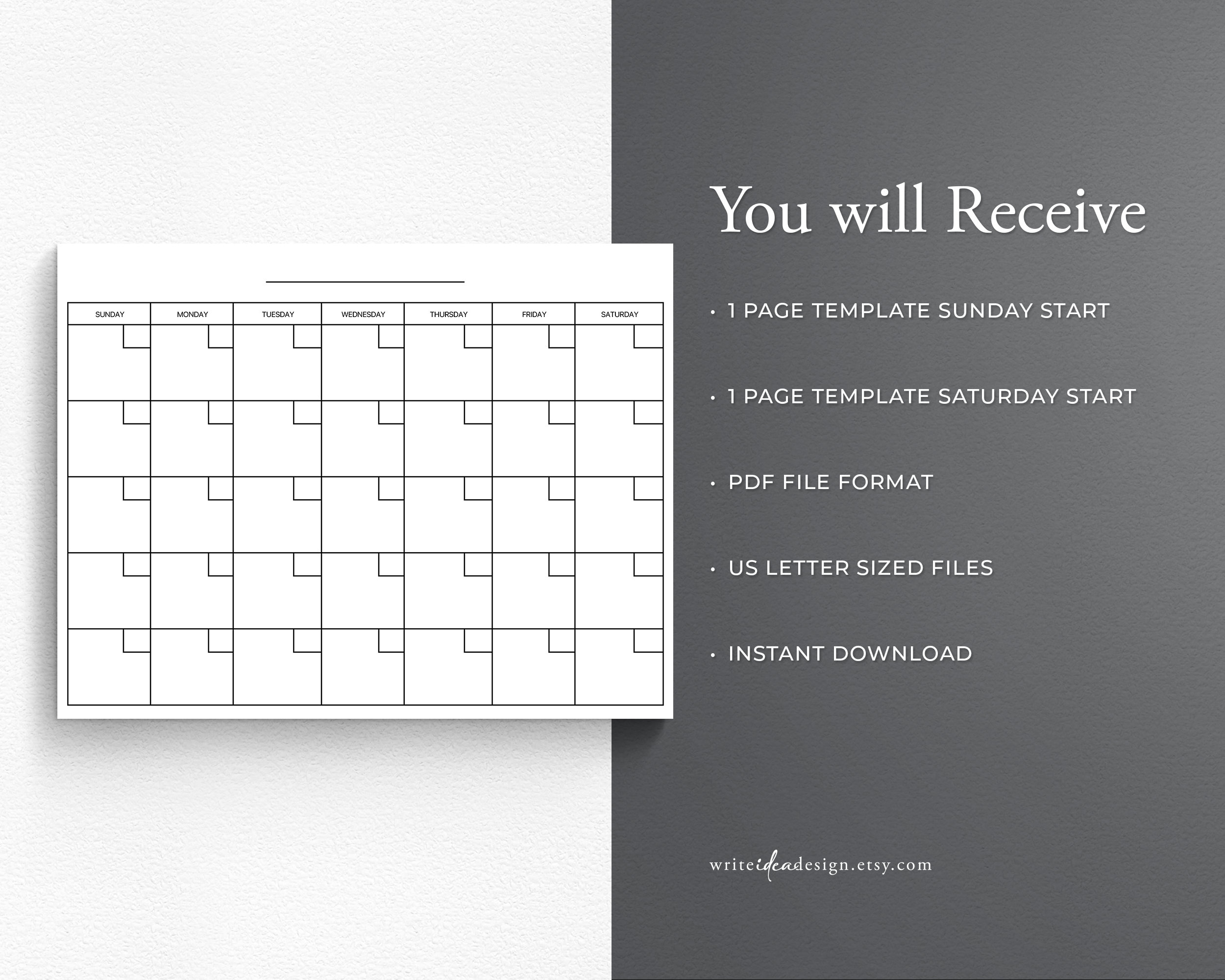 Digital Calendar.pdf Blank Monthly Calendar. Printable Calendar. Digital Calendar PDF. Print ...