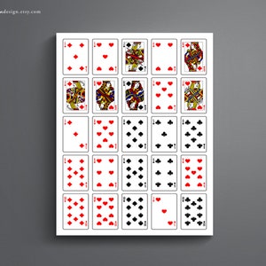 May include: A printable sheet of playing cards with a white background and red and black suits. The cards are arranged in a grid of five rows and three columns. Each card has a different number or face value.